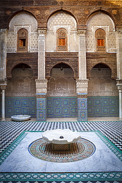 The ornate interior of Madersa Bou Inania, Fes el-Bali, UNESCO World Heritage Site, Fez, Morocco, North Africa, Africa