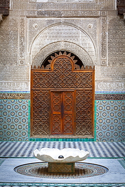 The ornate interior of Madersa Bou Inania, Fes el Bali, UNESCO World Heritage Site, Fez, Morocco, North Africa, Africa