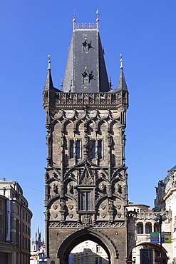 Powder Tower Prasna Brana, Republic Square (nnamesti republiky), Prague, Bohemia, Czech Republic, Europe 