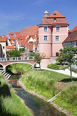 Rieder Tor gate at River Wornitz, Donauworth, Romantic Road, Bavarian Swabia, Bavaria, Germany, Europe