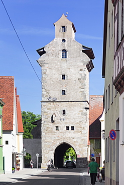 Deininger Tor gate, Nordlingen, Romantic Road, Bavarian Swabia, Bavaria, Germany, Europe