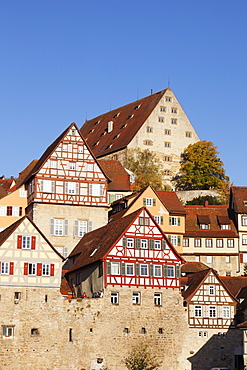 Half-timbered houses, Schwaebisch Hall, Hohenlohe, Baden Wurttemberg, Germany, Europe