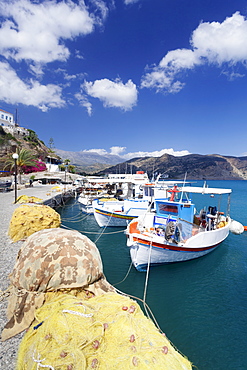 Fishing boats, harbour, Agia Galini, South Coast, Crete, Greek Islands, Greece, Europe