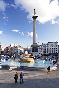 Trafalgar Square with Nelson's Column and fountain, London, England, United Kingdom, Europe