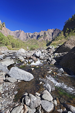 Rio Taburiente River, Caldera de Taburiente, Parque Nacional de la Caldera de Taburiente, UNESCO Biosphere Reserve, La Palma, Canary Islands, Spain, Europe