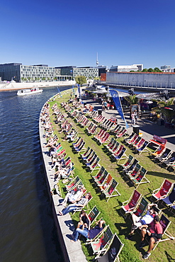 Capital Beach bar at Spreebogen Park, TV Tower, Berlin, Germany, Europe