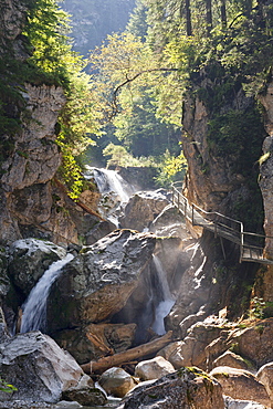 Waterfall in Poellat Gorge, Schwangau, Allgau, Schwaben, Bavaria, Germany, Europe