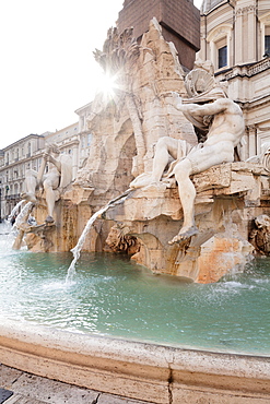 Fontana dei Quattro Fiumi Fountain, Architect Bernini, Piazza Navona Square, Rome, Lazio, Italy, Europe