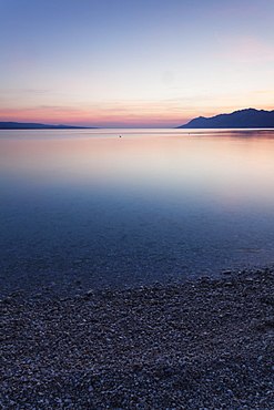 Sunset at the beach of Baska Voda, Makarska Riviera, Dalmatia, Croatia, Europe