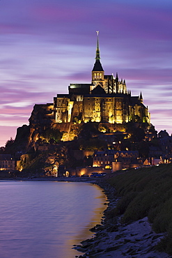 Mont Saint Michel at sunset, UNESCO World Heritage Site, Department Manche, Basse Normandy, France, Europe