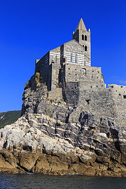 Chiesa di San Pietro, 12th century St. Peter's church, Portovenere (Porto Venere), UNESCO World Heritage Site, Liguria, Italy, Europe