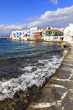 Little Venice promenade, Mykonos Town (Chora), Mykonos, Cyclades, Greek Islands, Greece, Europe