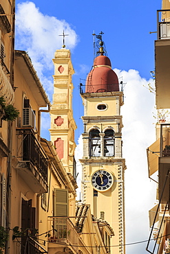 St. Spyridion Church Bell Tower, Old Town, Corfu Town, UNESCO World Heritage Site, Corfu, Ionian Islands, Greek Islands, Greece, Europe