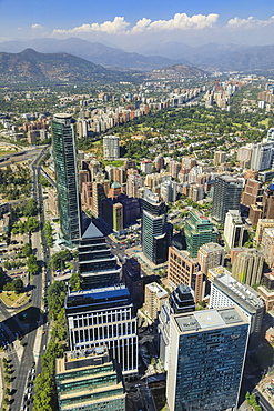 Sanhattan metropolis from Gran Torre Santiago, Costanera Center, South America's tallest, Las Condes, El Golf, Santiago, Chile, South America