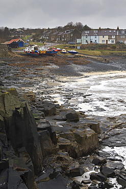 Craster in winter, Craster, Northumberland, England, United Kingdom, Europe