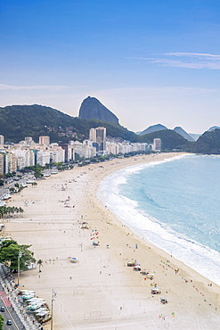 Elevated view of the beach and the Atlantic Ocean, Copacabana, Rio de Janeiro, Brazil, South America