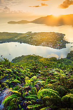 View over the Banda archipelago from the summit of Gunung Api Wetar volcano, Banda Api, Maluku, Spice Islands, Indonesia, Southeast Asia, Asia