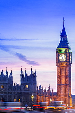 Big Ben (Queen Elizabeth Tower), the Palace of Westminster (Houses of Parliament), UNESCO World Heritage Site, and Westminster Bridge, London, England, United Kingdom, Europe