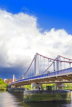 View of Chelsea Bridge, Chelsea and the River Thames, Chelsea, London, England, United Kingdom, Europe