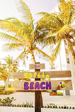 Tourist signs for tropical beach