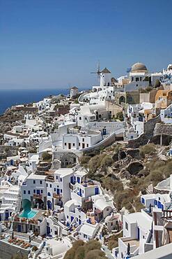 Aerial view of Santorini cityscape, Cyclades, Greece