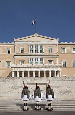 Soldiers guarding Parliament building, Athens, Greece