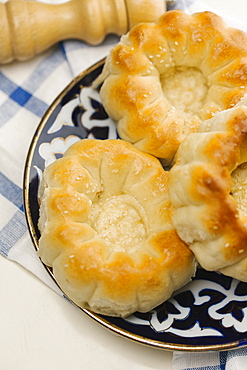 Cookies with sesame seeds on plate