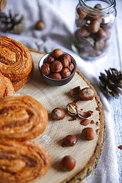 Pastry buns with nuts