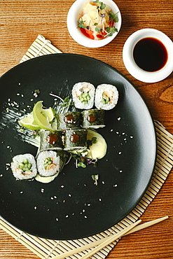 Sushi on plate