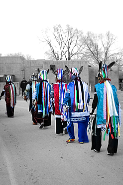 Indigenous dancers wearing traditional clothing