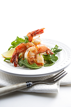 Shrimp on plate with fork