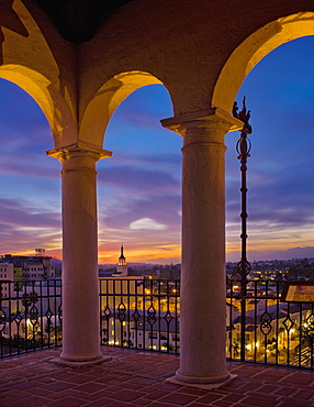 Balcony with view of Santa Barbara at sunset