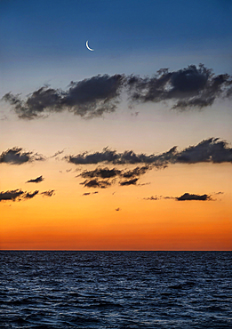 Atlantic Ocean rising crescent moon