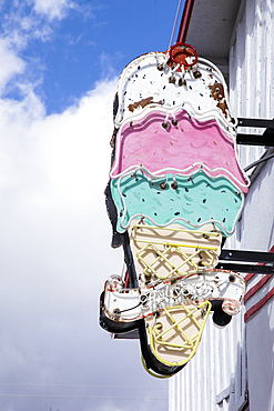Colourful ice cream shop neon sign