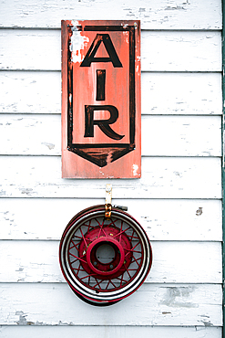 Air tire pump at gasoline station