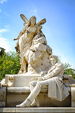 Ferdinand Raimund monument on sunny day, Vienna, Austria