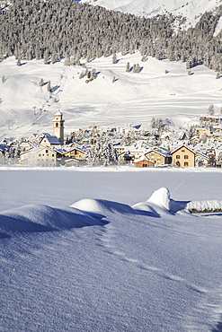 The village of Celerina by Saint Moritz in Engadine, Switzerland, Europe