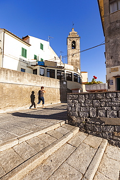 Bell tower of the church of San Piero in Campo, Campo nell'Elba, Elba Island, Livorno Province, Tuscany, Italy, Europe