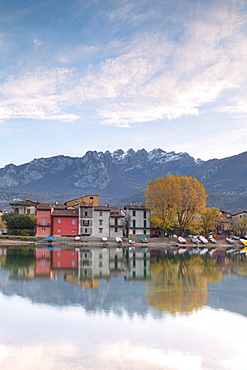 Sunrise on Mount Resegone and Pescarenico, Lecco province, Lombardy, Italy, Europe