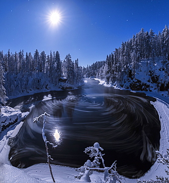 Water vortex at Myllykoski rapids, Juuma, Oulanka National Park, Kuusamo, Lapland, Finland, Europe