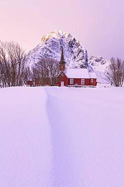 Flakstad church, Lofoten Islands, Nordland, Norway, Europe