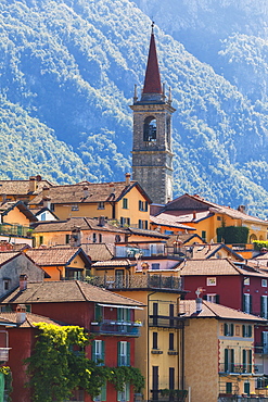 Old town and bell tower, Varenna, Lake Como, Lecco province, Lombardy, Italian Lakes, Italy, Europe