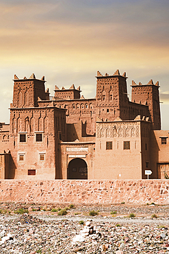 Romantic sunrise over the ancient fortress or Kasbah Amridil, Skoura, Atlas mountains, Ouarzazate province, Morocco, North Africa, Africa