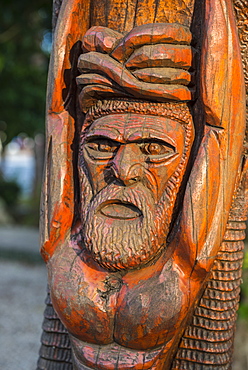 Hand carved wooden statues im the center of Noumea, New Caledonia, Pacific