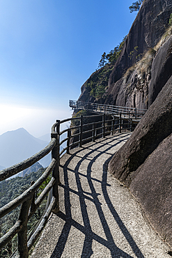 Walkway cut in the granite, The Taoist Sanqing Mountain, UNESCO World Heritage Site, Jiangxi, China, Asia