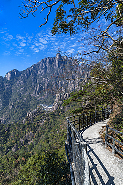 Walkway cut in the granite, The Taoist Sanqing Mountain, UNESCO World Heritage Site, Jiangxi, China, Asia