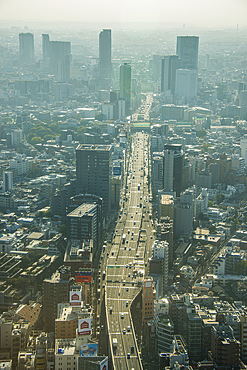 Hazy view over Tokyo from the Mori Tower, Roppongi Hills, Tokyo, Honshu, Japan, Asia