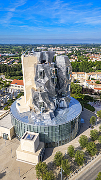 Aerial of the LUMA Cultural Center building, architect Frank Gehry, Arles, Bouches du Rhone, Provence-Alpes-Cote d'Azur, France, Europe