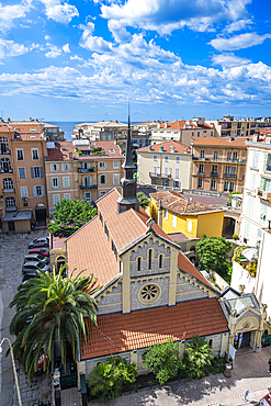 View over the seaside town of Menton, Alpes Maritimes, Provence-Alpes-Cote d'Azur, French Riviera, France, Europe