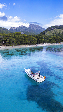 Aerial of the Formentor beach on the Fomentor Peninsula, Mallorca, Balearic islands, Spain, Mediterranean, Europe